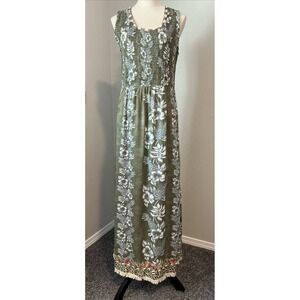 Vintage Faith Smocked Tank Dress Boho Hippie Beach Multi Print XL